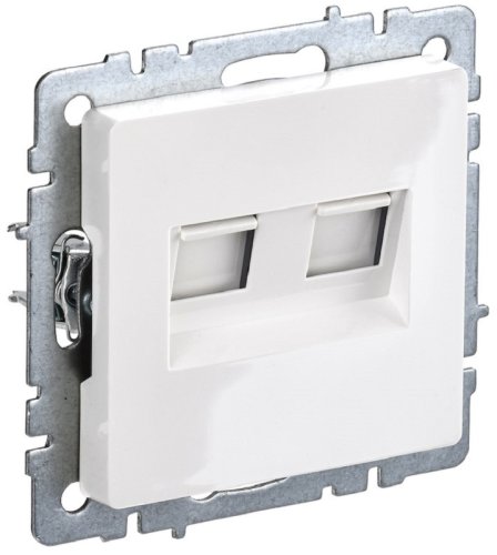 Розетка компьютерная без рамки IEK Brite РК10-2-БрБ 2-м. RJ45+RJ45 5e белый картинка